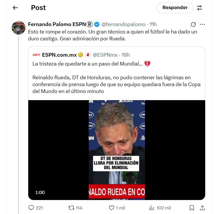 Asombro por llanto de Rueda tras debacle de Honduras; Faitelson causó revuelo