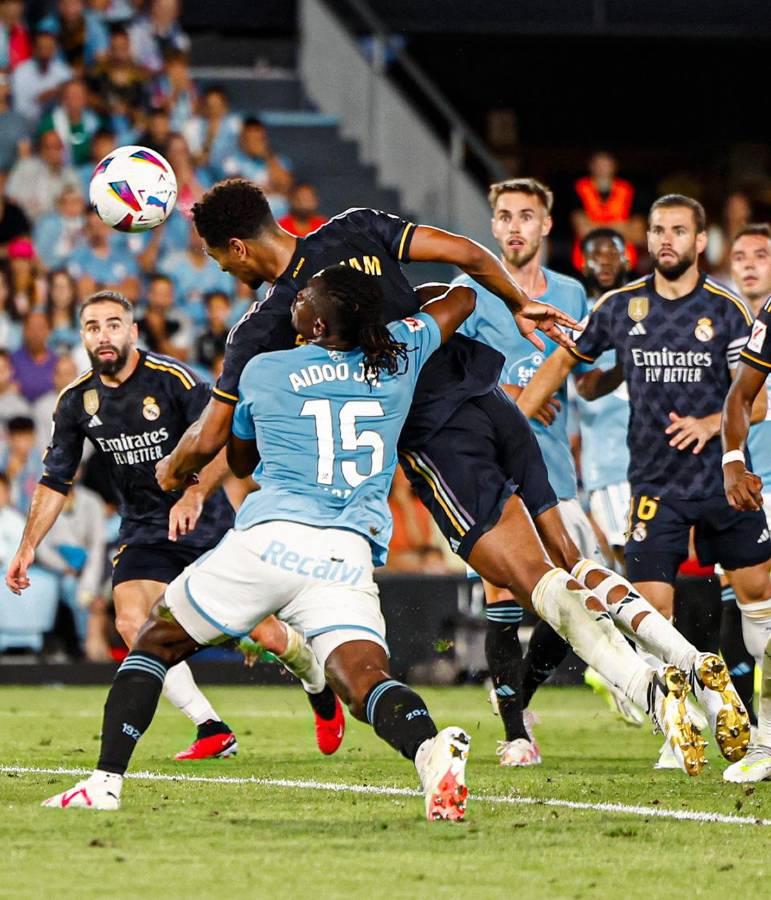 El cabezazo de Jude Bellingham para marcar su gol para el triunfo del Real Madrid ante Celta.