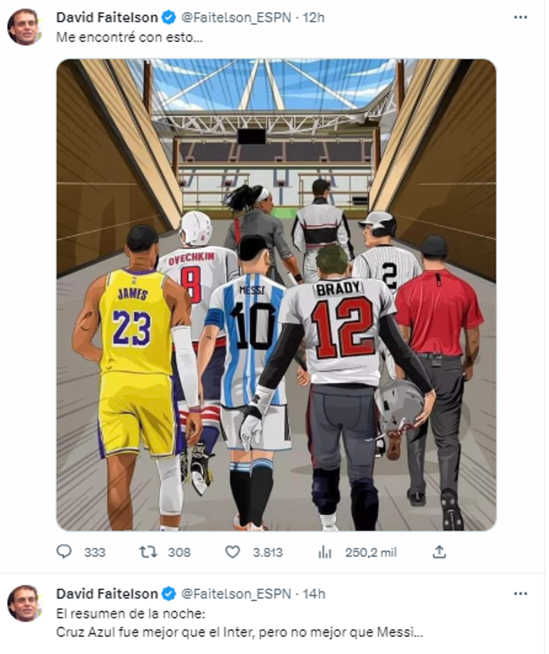 “El resumen de la noche: Cruz Azul fue mejor que el Inter, pero no mejor que Messi...”, expresó Faitelson.