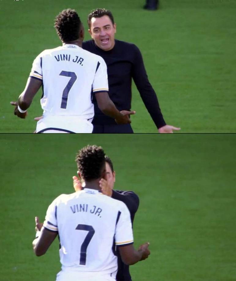 “A Vinicius lo respeto e incuso lo admiro como futbolista, así que no hay problema. Le he dicho que no era falta y le he dado una caricia sin más”, agregó Xavi Hernández.