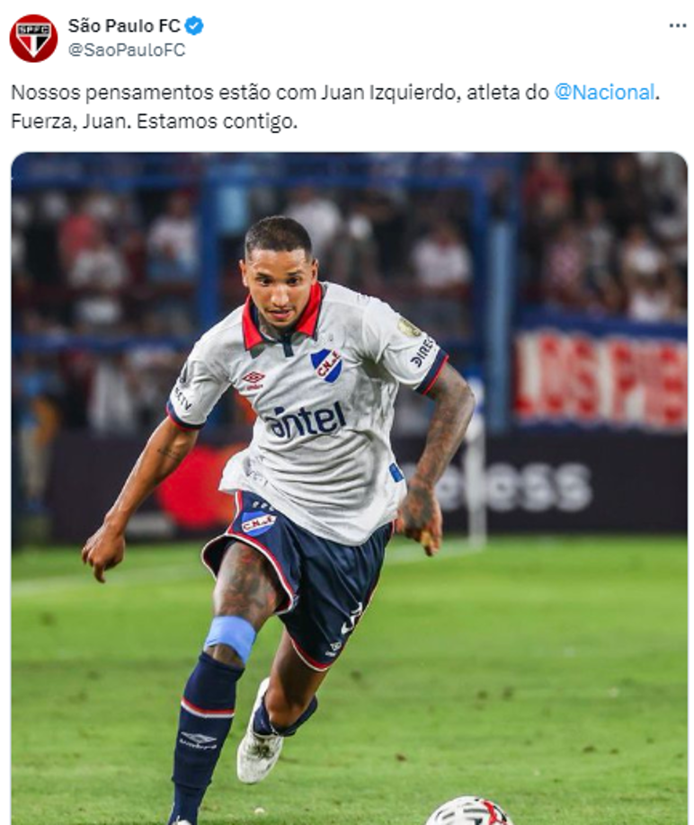 Antes de finalizar el partido, Sao Paulo también dejó su mensaje para el jugador deseando una pronta recuperación. Según Carve Deportiva, Coates, Luis Mejía, Mauricio Pereyra, Leandro Lozano, Bentancourt y Diego Zabala permanecerán en Brasil junto al Cuerpo Técnico y el presidente para seguir de cerca la evolución de su compañero.