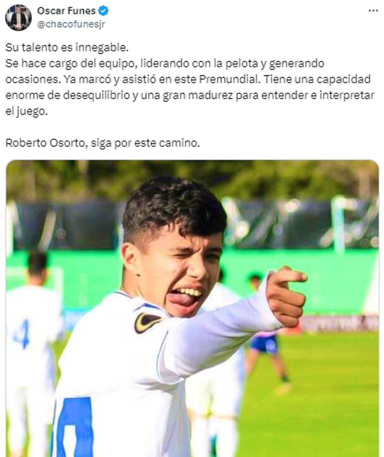 Oscar Funes también destacó el trabajo de Roberto Osorto: “Su talento es innegable. Se hace cargo del equipo, liderando con la pelota y generando ocasiones. Ya marcó y asistió en este Premundial”.