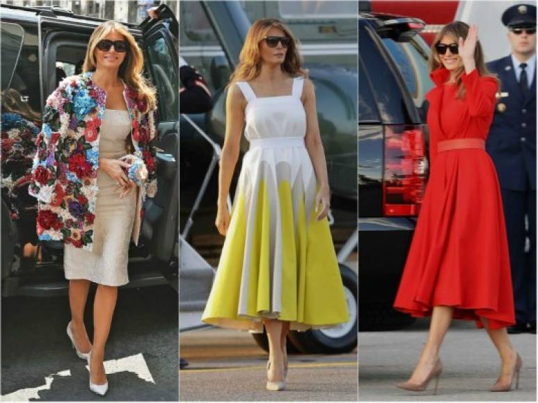 La española DelPozo, la italiana Dolce & Gabbana y el americano Ralph Lauren son algunas de las casas de moda favoritas de la primera dama estadounidense.