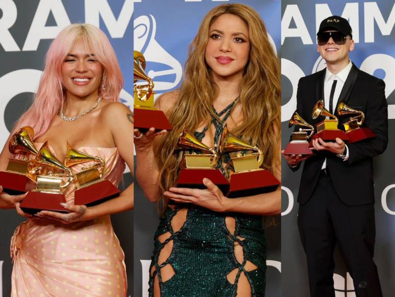 En una noche con los premios muy repartidos, las colombianas Shakira y Karol G, la mexicana Natalia Lafourcade, el argentino Bizarrap y el productor y compositor mexicano Edgar Barrera, fueron los triunfadores de la 24 edición de los Latin Grammy, con tres premios cada uno.