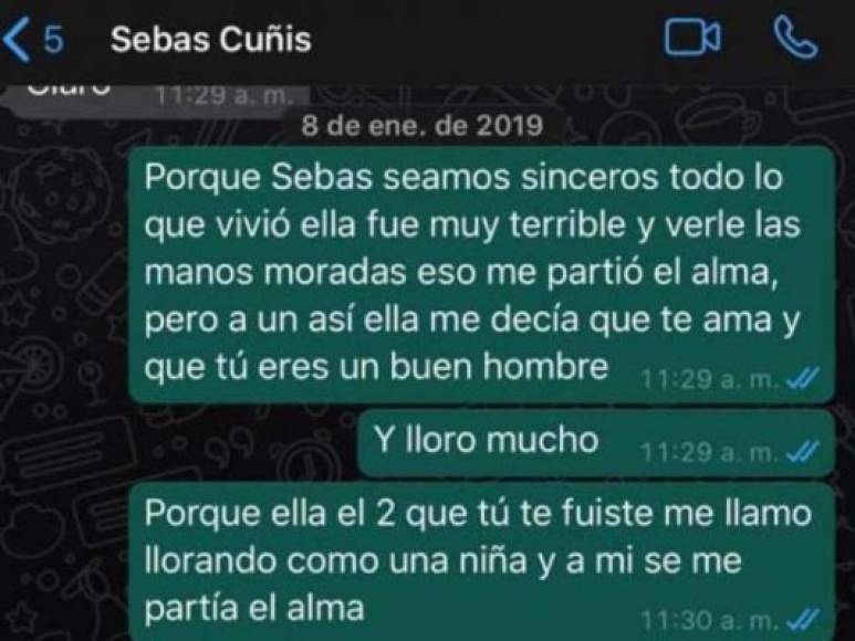 En otro de los chats se lee que la hermana de Daniela, expareja de Sebastián Villa, le comienza a recriminar luego de otra pelea entre ellos.