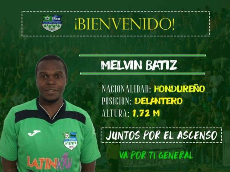 Melvin Batiz: El delantero hondureño fue anunciado como nuevo refuerzo del club Atlético Pinares.