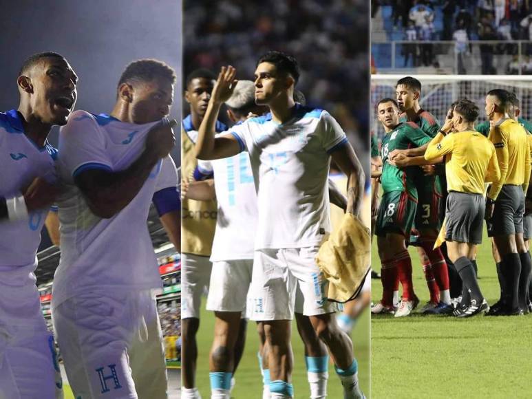 En imágenes el triunfazo de Honduras (2-0) sobre México en el partido de ida de los cuartos de final de la Nations League de la Concacaf. Una noche para la historia en el estadio Nacional Chelato Uclés.