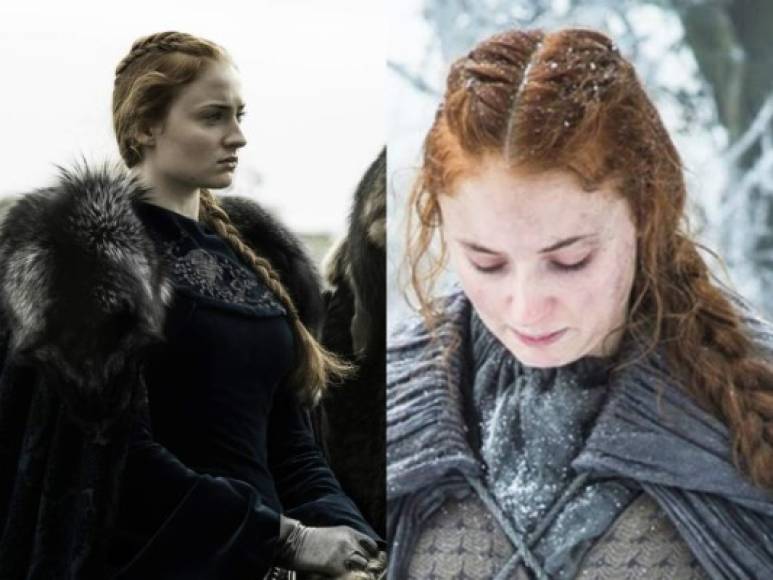 La melena pelirroja de Sansa Stark es uno de los emblemas de la serie, que suele ir peinada con semirrecogidos como el de dos trenzas de raíz que parte de la frente a modo de cresta para entrelazarse en una única.<br/><br/>