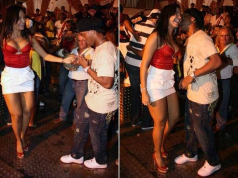 Ronaldinho conquistó a la ganadora del Carnaval del Río de Janeiro en 2010, Shayene Cesario. En la imagen aparecen juntos bailando.