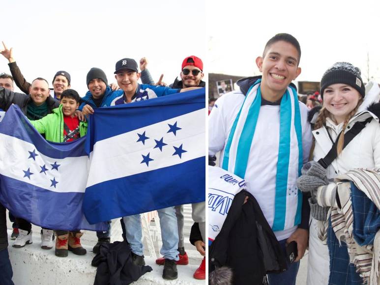 La afición catracha ha dicho presente en el estadio BMO Field pese al frío para apoyar a la Selección de Honduras en el partido contra Canadá por la Nations League de Concacaf.