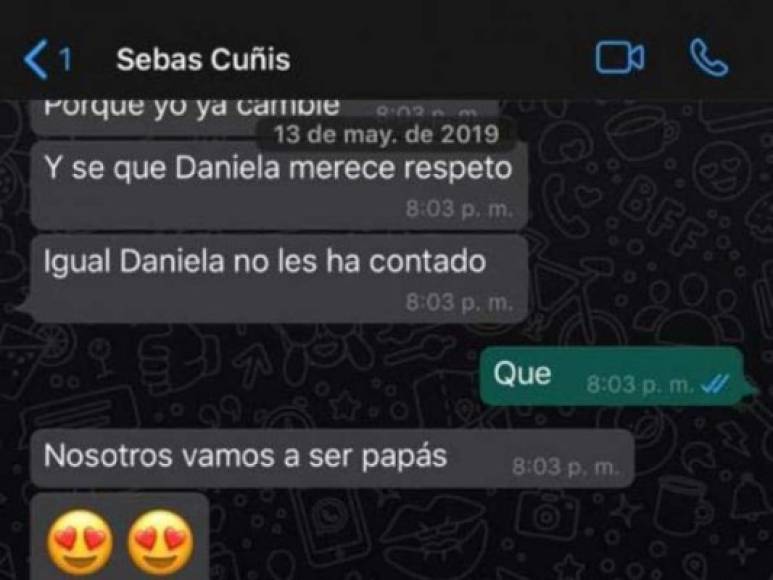 En los primeros chat se puede leer que el jugador reconoce el embarazo que, según el testimonio de Daniela, ella perdió a causa de los golpes que él le propinaba.