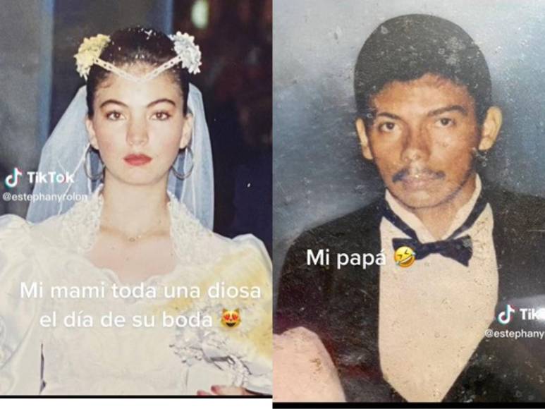 La tiktoker Estephany Rolón subió fotos de su mamá y su papá cuando estaban jóvenes. “Mi mamá toda una diosa el día de su boda”, explicaba el video.