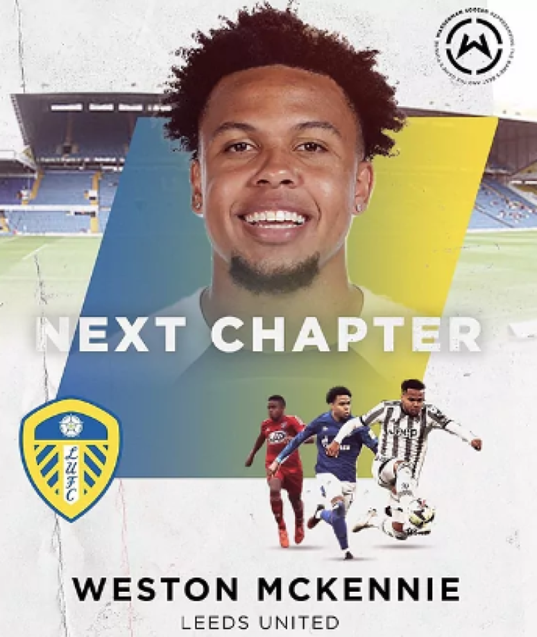 El jugador estadounidense, Weston McKennie fichó por el Leeds hasta final de temporada. La Juventus y el equipo acordaron una cesión por 1.2 millones de euros.