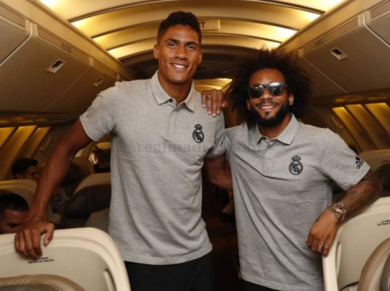 Rafael Varane y el brasileño Marcelo disfrutaron de su viaje.