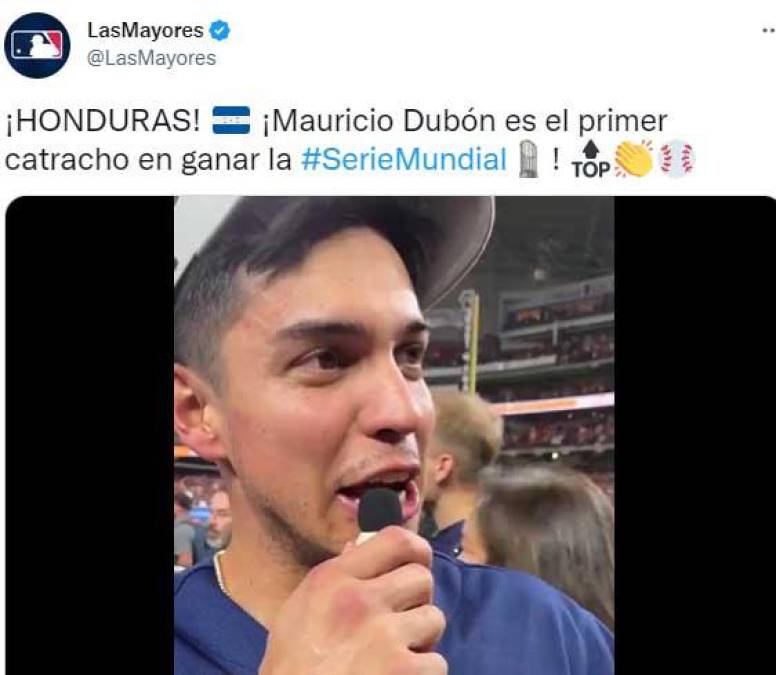 La cuenta oficial de las Grandes Ligas señaló el récord de Mauricio Dubón y mostró su emocionante reacción tras el título de los Astros de Houston.