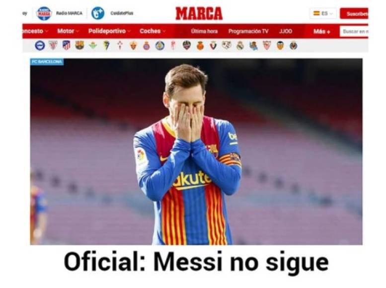Diario Marca (España) - “Oficial: Messi no sigue”.