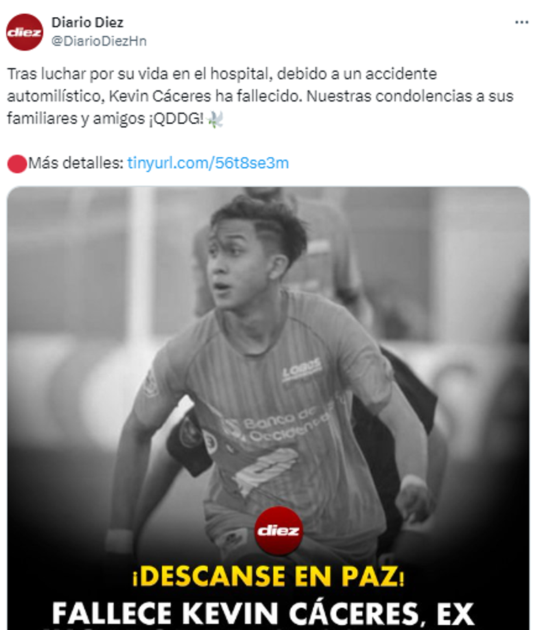 Consternación en redes sociales tras la muerte del joven futbolista. 