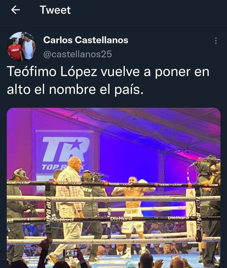 “Teófimo López vuelve a poner en alto el nombre del país”, indicó el periodista Carlos Castellanos.