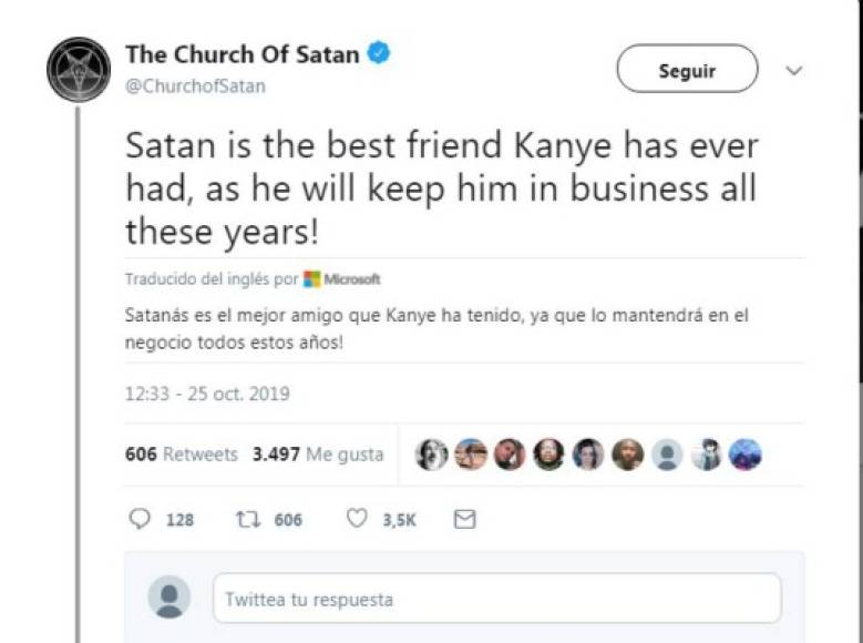 '¡Satanás es el mejor amigo que Kanye haya tenido, ya que lo ha mantenido en el negocio todos estos años!', contestaron en otro tuit publicado el 25 de octubre.<br/>