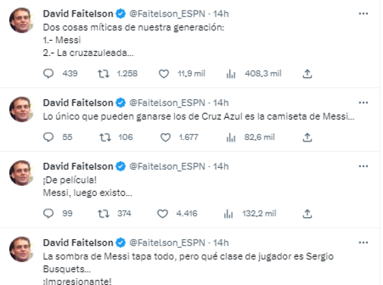  “Lo único que pueden ganarse los de Cruz Azul es la camiseta de Messi...”, fueron algunos de los comentarios del periodista de ESPN.