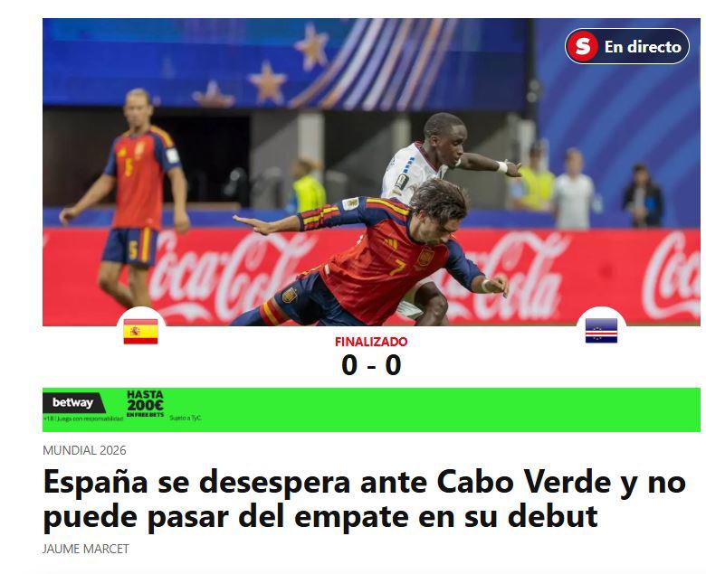 Indignación por España tras su debut en el Mundial y esto dicen de Cabo Verde