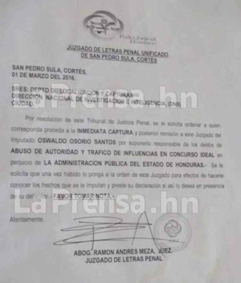 La orden de captura que se libró contra el excoordinador de la Fescco.