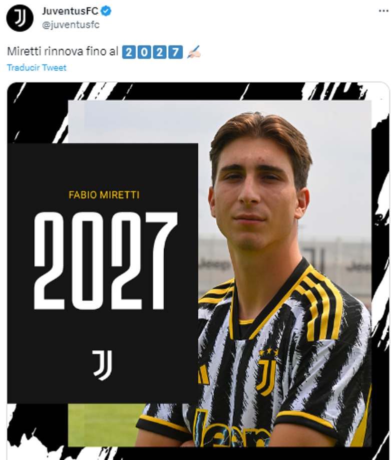 La Juventus renovó a Fabio Miretti hasta 2027.