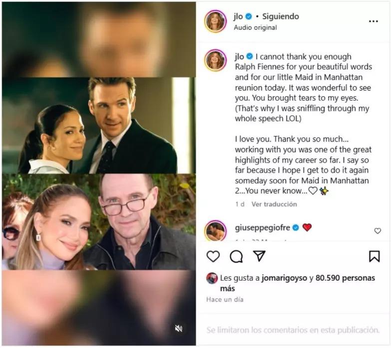 JLo le declara su “amor” a famoso actor