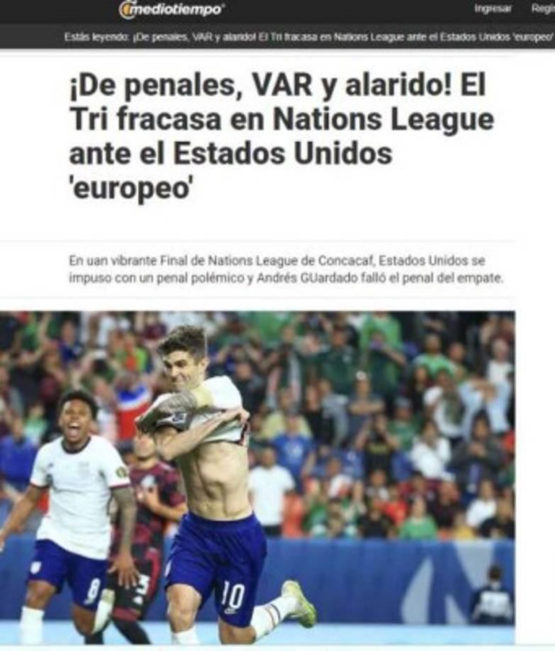 Mediotiempo de México indicó que el Tri fracasó.