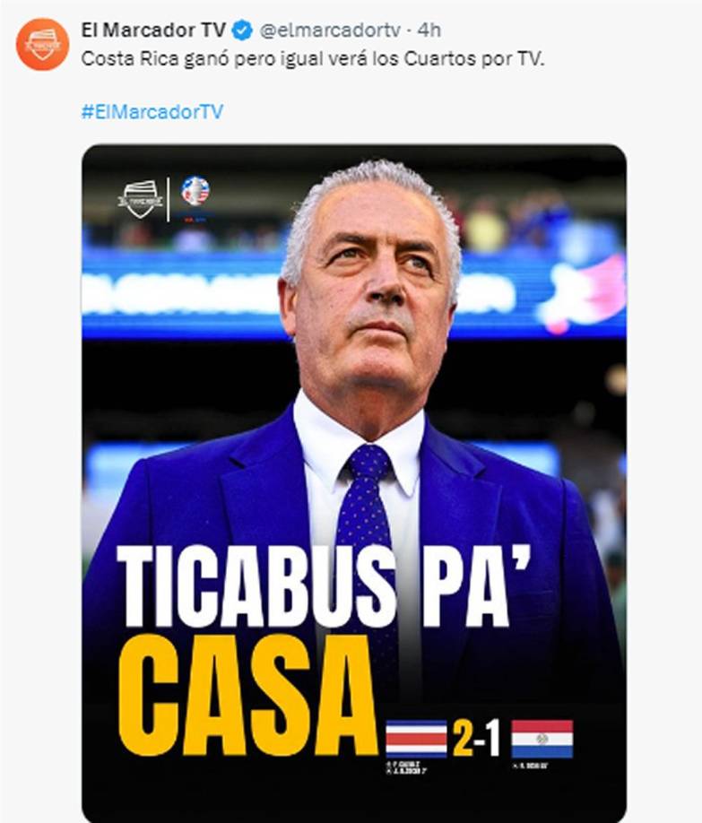 El programa El Marcador TV de Panamá se burló de los ticos - “TicaBus pa’ casa. Costa Rica ganó pero igual verá los Cuartos por TV”.