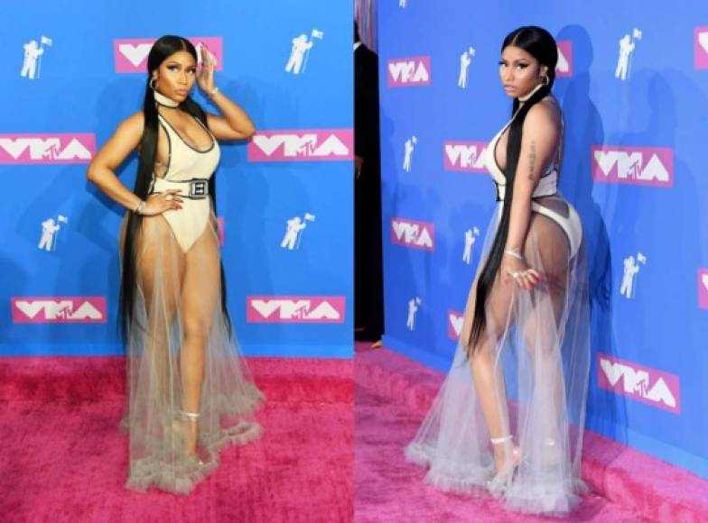 Nicki Minaj no se quedó atrás a la hora de enseñar de más. La estrella llegó en una mezcla de camisón y traje de baño que deja mucho de desear.