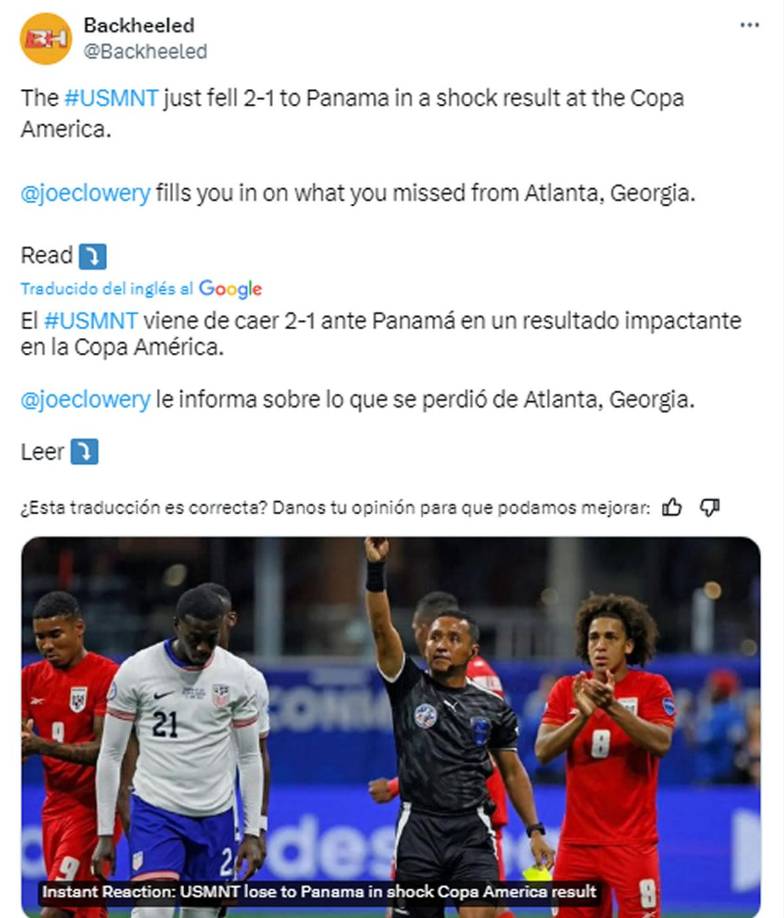 Backheeled de Estados Unidos - El USMNT viene de caer 2-1 ante Panamá en un resultado impactante en la Copa América”.