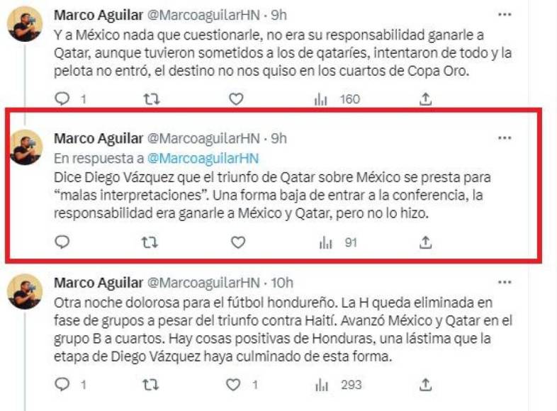 El periodista Marco Aguilar señaló a Diego Vázquez por sus palabras sobre lo ocurrido en el México vs Qatar.