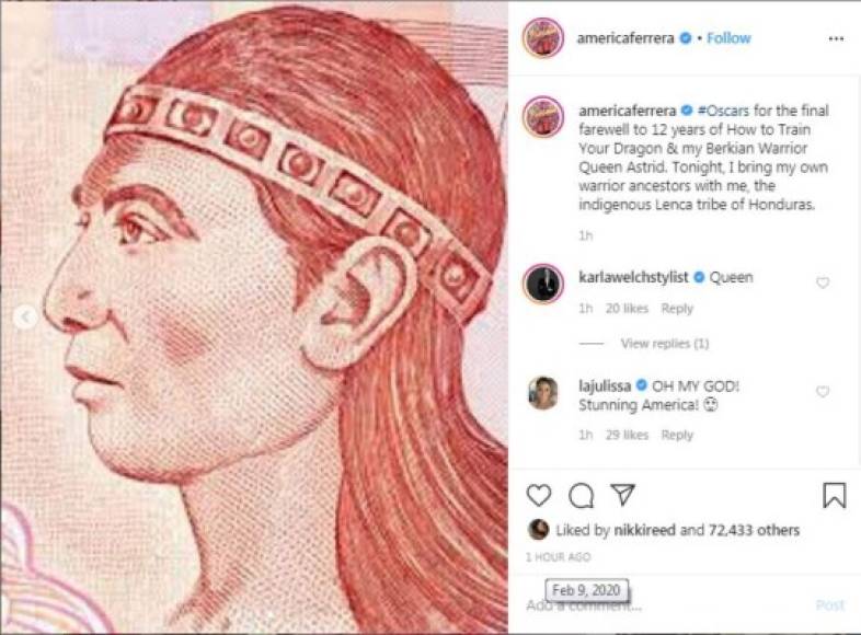 En sus redes América explicó que su atuendo era un tributo a sus ancestros.<br/>'Llevó a mis propios ancestros guerreros conmigo, los indígenas de la tribu Lenca de Honduras', escribió en su Instagram junto a varias fotos, entre estas la del Indio Lempira, prócer hondureño.