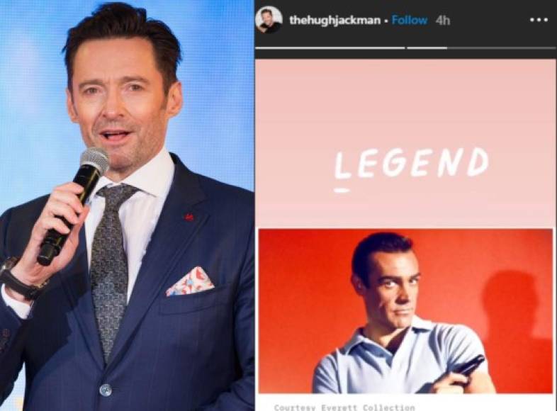 El australiano Hugh Jackman se limitó a publicar una imagen del actor escocés en sus historias de Instagram junto con la palabra 'leyenda'.