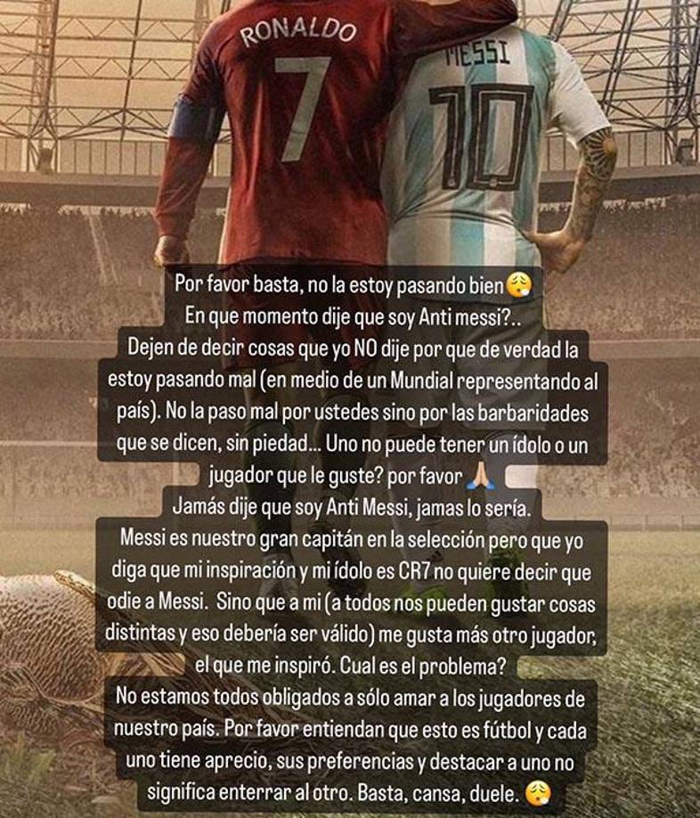 El mensaje de Yamilia tras ser atacada por preferir a CR7 en lugar de Messi.