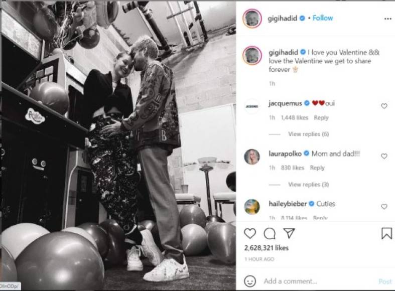 'Te amo Valentine, y amo el San Valentín que podemos compartir para siempre', dijo la modelo Gigi Hadid junto a una postal con su novio, el cantante Zayn Malik.