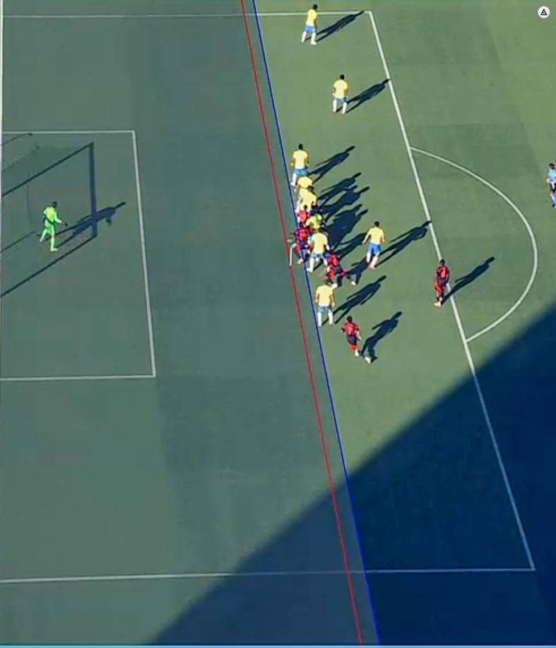 Otra polémica en el partido. El VAR habría marcado las líneas tomando como referencia a Jhon Córdoba, jugador que no toca el balón y no a Davinson Sánchez, quien remató para el primer gol de Colombia que finalmente fue anulado por el videoarbitraje.