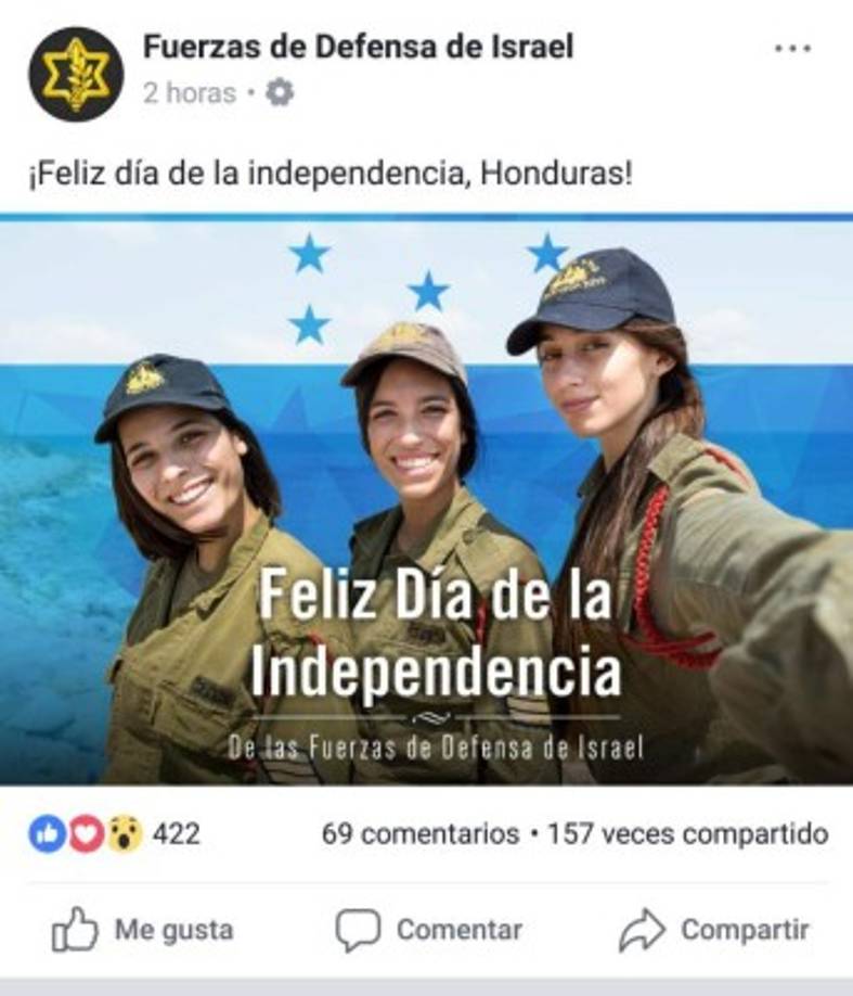 No solo los clubes deportivos giraron felicitaciones. Las Fuerzas de Defensa de Israel también se identificaron con nuestras fiestas patrias.