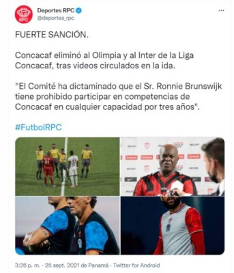 Los portales deportivos de Panamá informaron sobre las sanciones.
