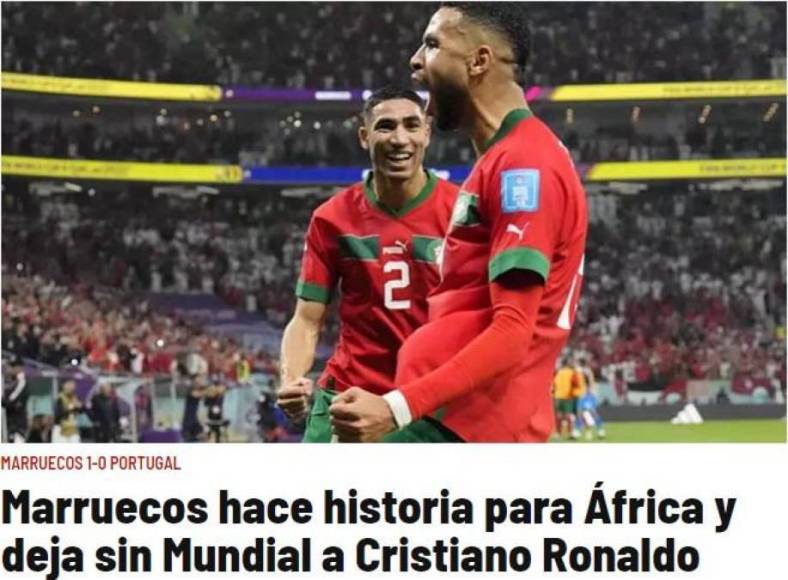 Diario Marca: “Marruecos hace historia para África y deja sin Mundial a Cristiano Ronaldo”.