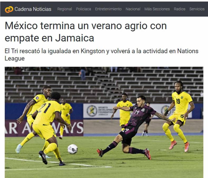 Cadena Noticias - “México termina un verano agrio con empate en Jamaica”.