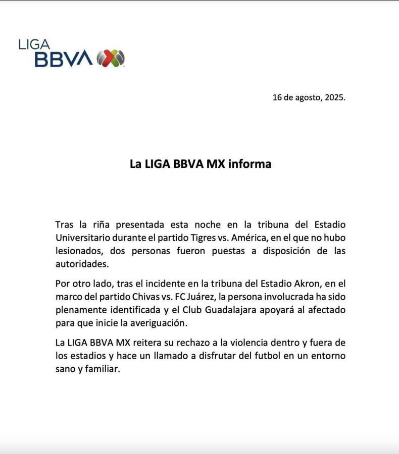 Tremenda pelea tras la victoria del América sobre Tigres; Liga MX lanza comunicado