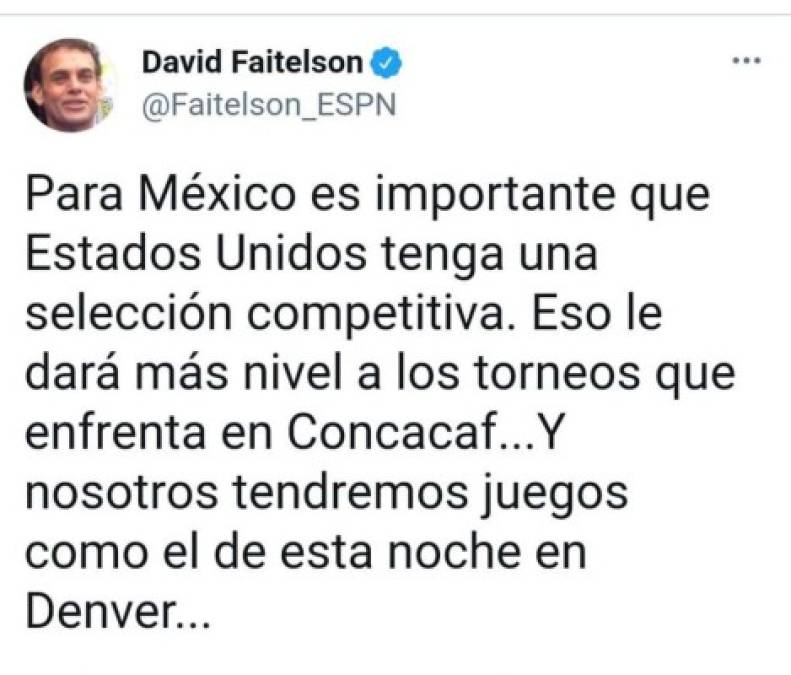 David Faitelson estuvo activo en sus redes sociales durante la final y señaló que para México es importante que EUA tenga una selección competitiva.