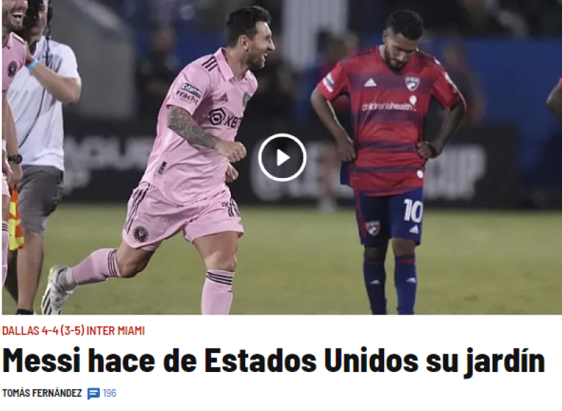 Diario Marca de España: “Messi hace de Estados Unidos su jardín”.