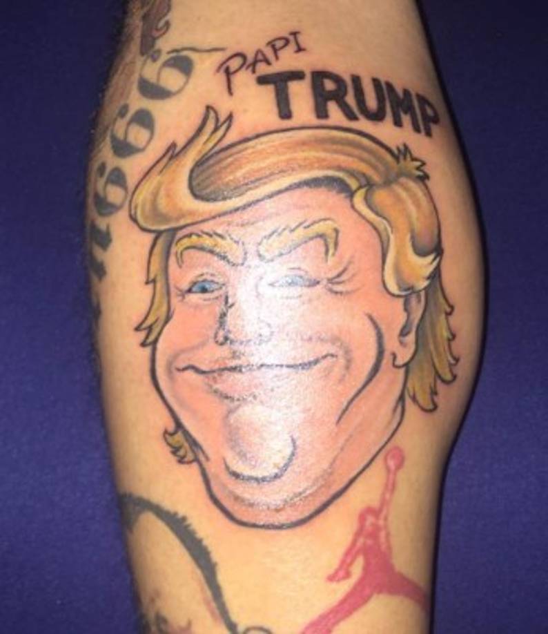 El tatuaje de Ernesto en honor a Trump.