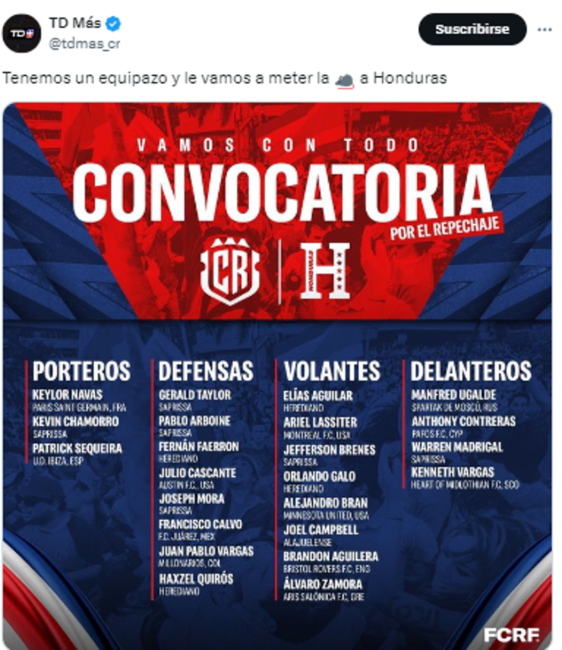 TD Más de Costa Rica: “Tenemos un equipazo”