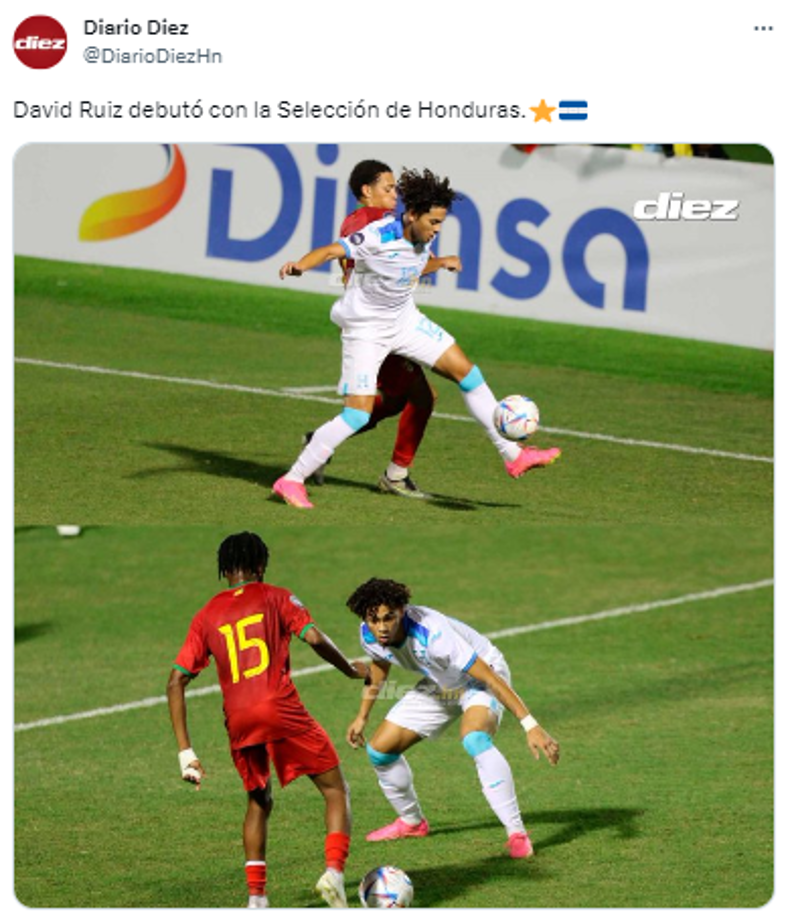 Diario DIEZ: “David Ruiz debutó con la Selección de Honduras”.