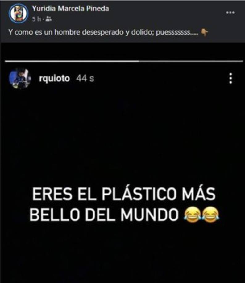 En la pelea Quioto también arremetió contra Yuridia Pineda, futbolista del equipo Femenino del Motagua, quien colgó esta publicación en su cuenta de Facebook.