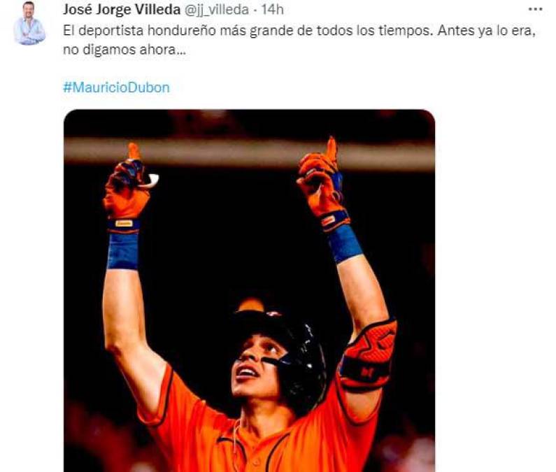 El periodista José Jorge Villeda señaló que Mauricio Dubón es el deportista hondureño “más grande” de todos los tiempos.